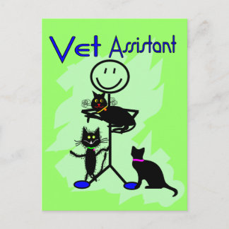 Cartão Postal Vet Assistant Colar Pessoa Com Gatos Pretos