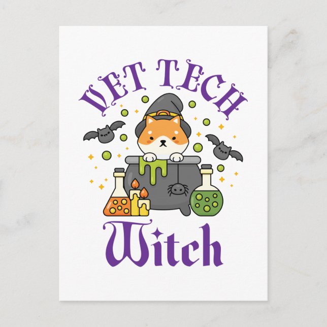 Cartão Postal Vet Tech Witnician Veterinary Technician Halloween (Frente)