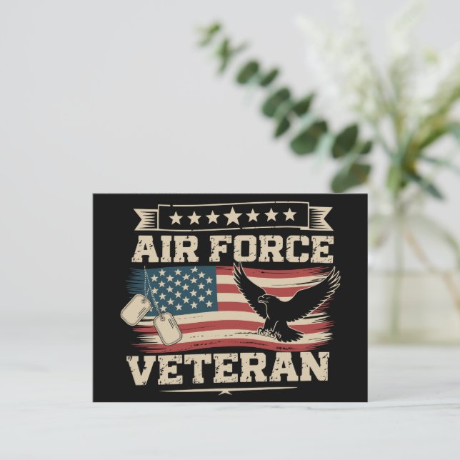 Cartão Postal Veteran US Air Force American America Flag  (Em pé/Frente)