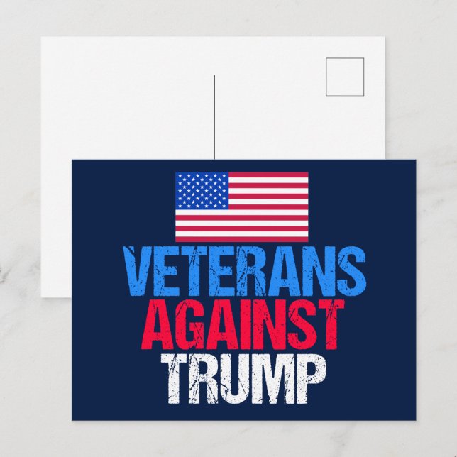 Cartão Postal Veteranos Contra Azul Trump (Frente/Verso)