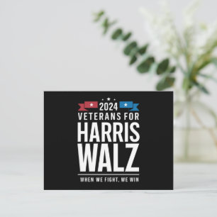 Cartão Postal Veteranos Para Harris Walz 2024 Presidencial
