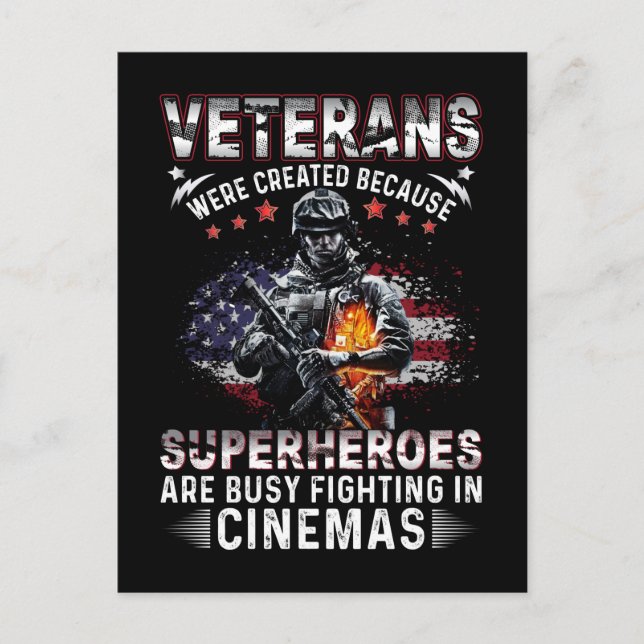 Cartão Postal Veteranos Porque Super-Heróis Ocupados nos Cinemas (Frente)