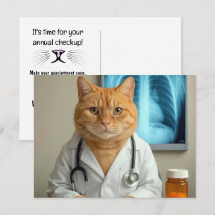 Cartão Postal Veterinário Gato Com Estetoscópio