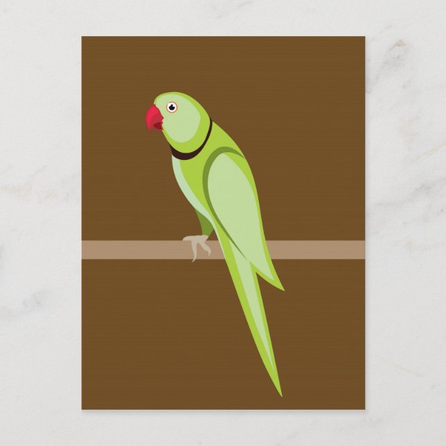 Cartão Postal Vetor de papagaio-do-pescoço-verde (Frente)