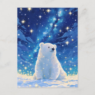 Cartão Postal Via Láctea Brilhante Urso Polar Céu Estrelado