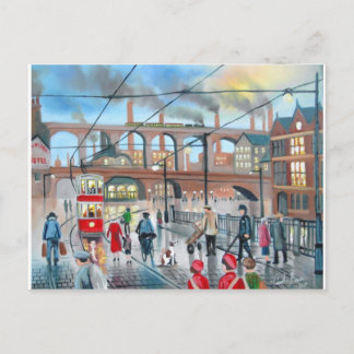 Cartão Postal Viaduto antigo de Stockport, pintura a óleo