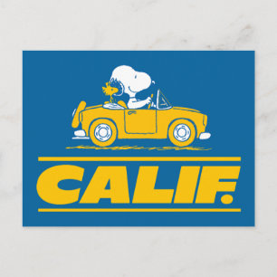 Cartão Postal Viagem à Califórnia de Snoopy e Woodstock