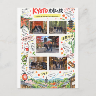 Cartão Postal Viagem a Kyoto Japão 5 Colagem de Fotos Zine de Vi