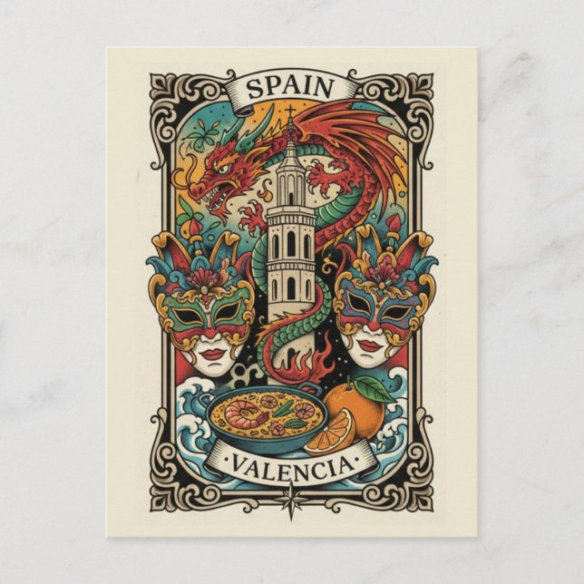 Cartão Postal Viagem a Valência Espanha (Frente)