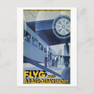 Cartão Postal Viagem Ad da Vintage Swedish Airlines (ABA)