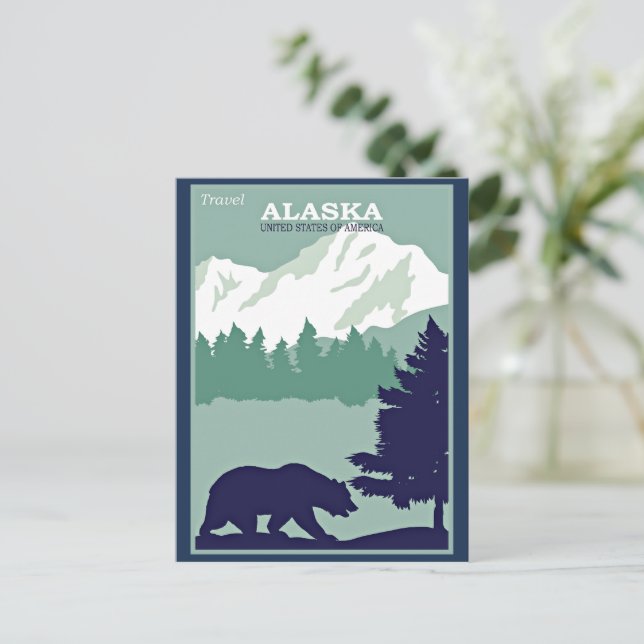 Cartão Postal Viagem Alaska, poster vintage, (Em pé/Frente)