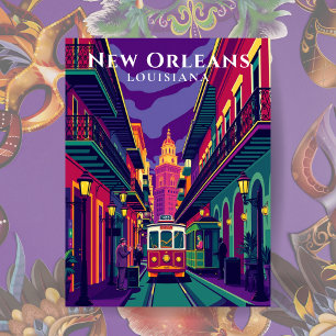 Cartão Postal Viagem Antiga ao French Quarter de Nova Orleans