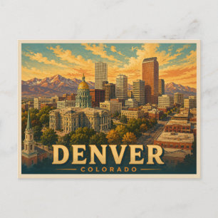 Cartão Postal Viagem Antiga Denver Colorado