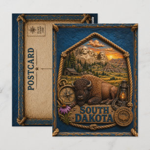 Cartão Postal Viagem Antiga em Dakota do Sul
