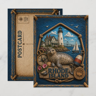 Cartão Postal Viagem Antiga em Rhode Island