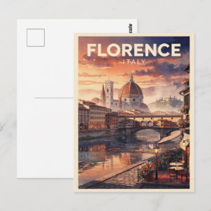Cartão Postal Viagem Antiga Florença Itália
