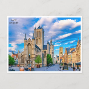Cartão Postal viagem antiga Ghent Gad Bélgica Bélgica