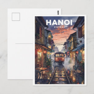 Cartão Postal Viagem Antiga Hanoi Vietnã