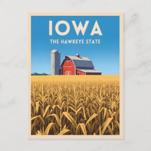 Cartão Postal Viagem Antiga Iowa Paisagem Rural Retrô Coração