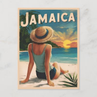 Viagem Antiga Jamaica Praia Tropical Cenário Retrô