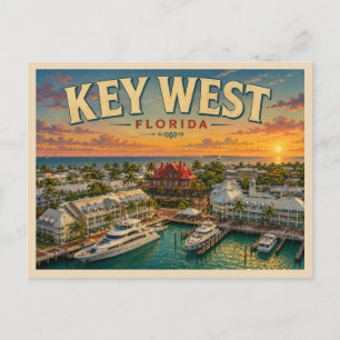 Cartão Postal Viagem Antiga Key West Flórida