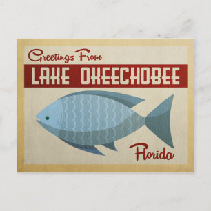 Cartão Postal Viagem Antiga Lago Okeechobee Fish