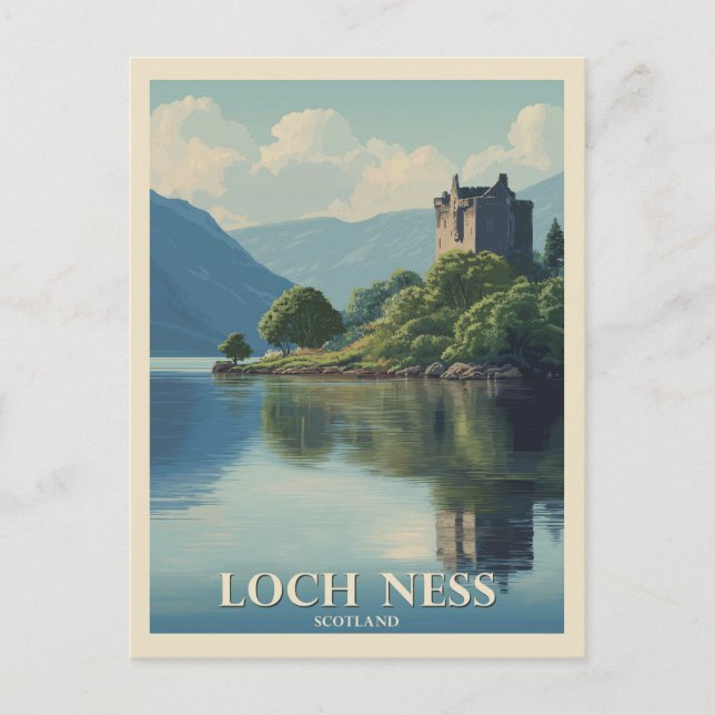 Cartão Postal Viagem Antiga Loch Ness Escócia (Frente)