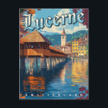 Cartão Postal Viagem Antiga Lucerna Suíça<br><div class="desc">Capture o charme de Lucerna com este cartão postal de viagem antigo com arte retrô da pitoresca cidade da Suíça. Perfeito para colecionadores, viajantes e entusiastas da arte, este postal mostra a arquitetura deslumbrante e a beleza cênica de Lucerna. Ideal para enviar uma mensagem sincera ou adicionar à sua coleção...</div>