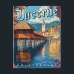Cartão Postal Viagem Antiga Lucerna Suíça<br><div class="desc">Capture o charme de Lucerna com este cartão postal de viagem antigo com arte retrô da pitoresca cidade da Suíça. Perfeito para colecionadores, viajantes e entusiastas da arte, este postal mostra a arquitetura deslumbrante e a beleza cênica de Lucerna. Ideal para enviar uma mensagem sincera ou adicionar à sua coleção...</div>