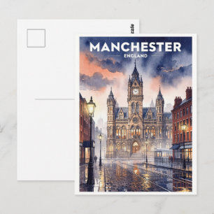 Cartão Postal Viagem Antiga Manchester Inglaterra