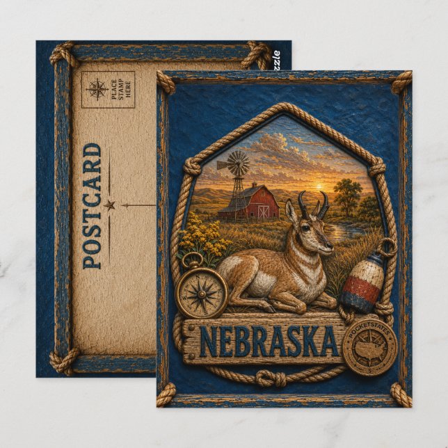 Cartão Postal Viagem Antiga Nebraska (Frente/Verso)