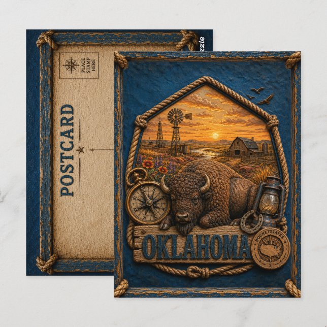 Cartão Postal Viagem Antiga Oklahoma (Frente/Verso)