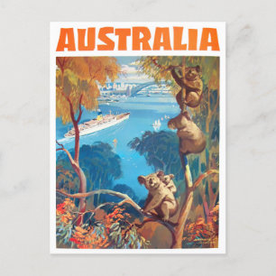 Cartão Postal Viagem antiga pela Austrália