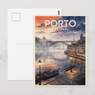 Cartão Postal Viagem Antiga Porto Portugal