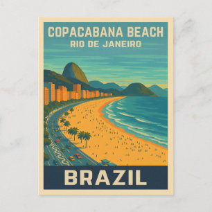 Cartão Postal Viagem Antiga Rio de Janeiro Praia da Copacabana