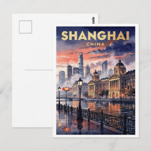 Cartão Postal Viagem Antiga Shanghai China