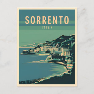 Cartão Postal Viagem Antiga Sorrento Itália Gráfico Retro