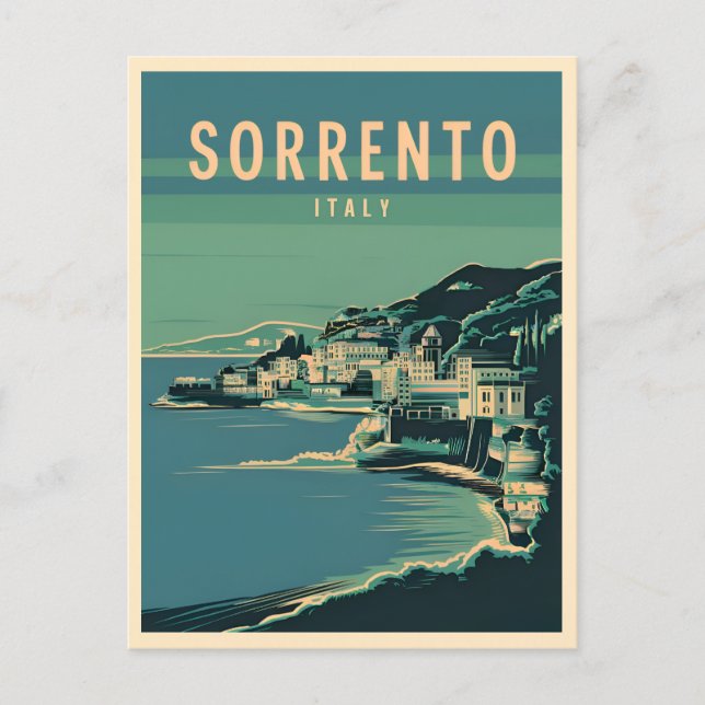Cartão Postal Viagem Antiga Sorrento Itália Gráfico Retro (Frente)