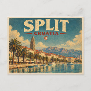 Cartão Postal Viagem Antiga Split Croácia