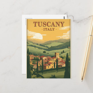 Cartão Postal Viagem Antiga Toscana Itália Cenário Retro