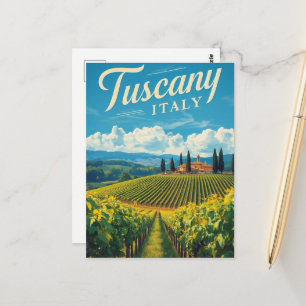 Cartão Postal Viagem Antiga Toscana Itália Cenário Retro