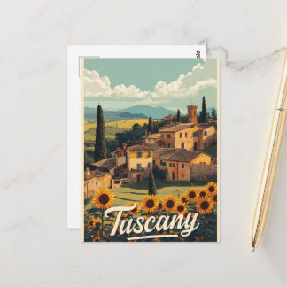 Cartão Postal Viagem Antiga Toscana Itália Cenário Retro