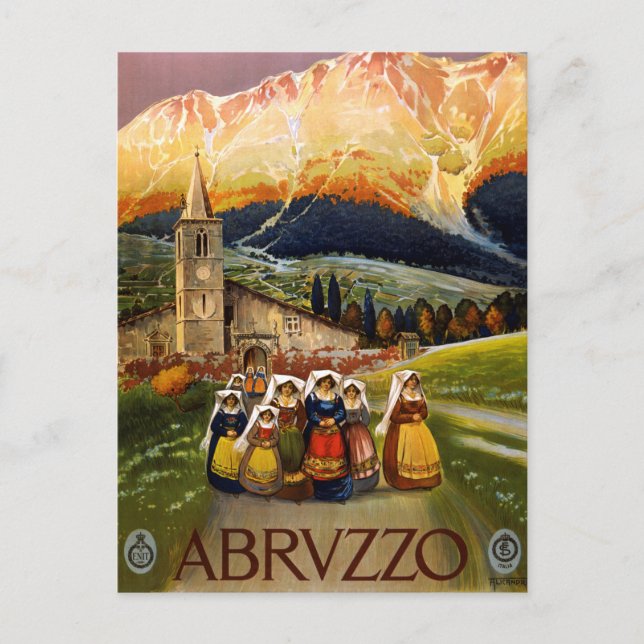 Cartão Postal Viagem ao Abruzzo Itália Vintage (Frente)