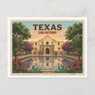 Cartão Postal Viagem ao Antigo San Antonio Texas O Alamo