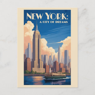 Cartão Postal Viagem ao Edifício Empire State em Nova York Antig