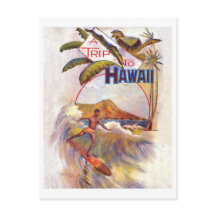 Viagem ao Havaí, surfe em uma grande onda, vintage