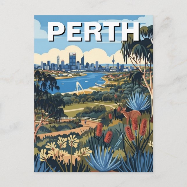 Cartão Postal Viagem ao King's Park de Perth (Frente)