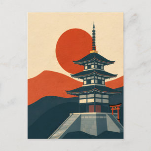 Cartão Postal Viagem ao Pagode do Santuário Japonês Antigo