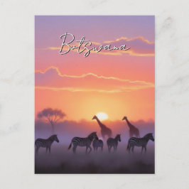 Cartão Postal viagem ao pôr do sol em Botsuana