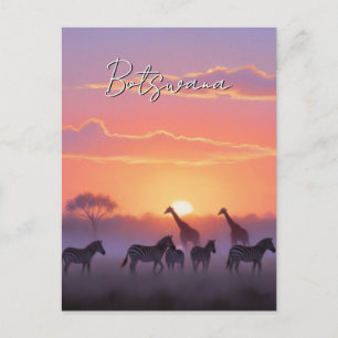 Cartão Postal viagem ao pôr do sol em Botsuana